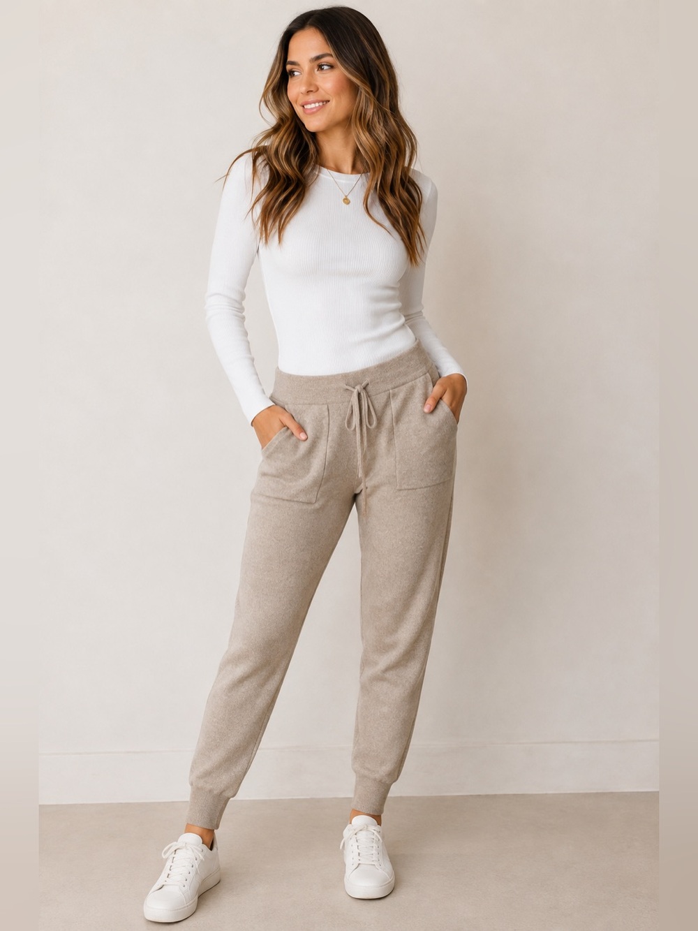 Streetwear Society Taupe Drawstring Knit Joggers Size M Lounge Pants Cozy Fall